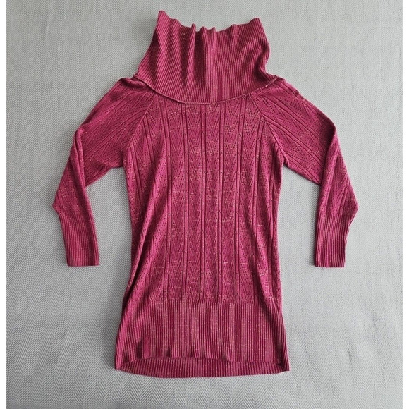 Cowl Neck Glitter Sweater Size 14/16 Ribbed Purple Long Sleeve Boho Y2K Luxe AS - Picture 2 of 15